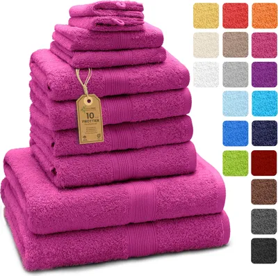 Produktbild von Frottier Handtuch-Set, 4X Handtücher, 2X Duschtücher, 2X Gästetücher, 2X Waschhandschuhe, Pink