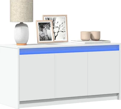 Zdjęcie produktu dla Maison Exclusive – szafka pod telewizor z oświetleniem LED, biała, 100 x 34 x 50 cm, materiał drewnopochodny