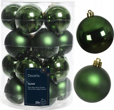 Produktbild von Christbaumkugeln aus Glas, 20 Stück, matt und glänzend grün