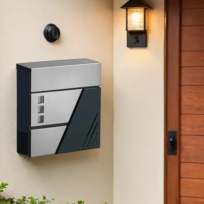 Immagine prodotto di Cassetta postale - resistente alle intemperie - in acciaio inossidabile - 37 x 10,5 x 37 cm - argento/antracite