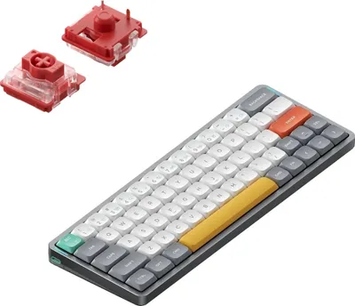 Produktbild von Nuphy - Air60 V2 Kabellose Mechanische Tastatur QMK/VIA, QWERTY US, 60% Low Profile Bluetooth / 2.4GHz - Lunar Gray Cowberry