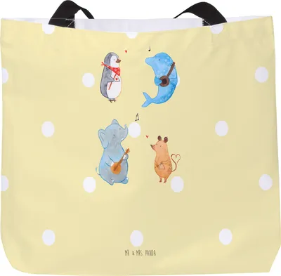 Produktbild von Mr. & Mrs. Panda Reisetasche Big Band - Gelb Pastell - Geschenk, Strandtasche, Schultasche, Büchertasche, Tasche, Gitarre, Lustige Sprüche, Maus, Delfin, Tote Bag, Musik