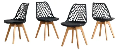 Obrázek produktu pro Jídelní židle – skandinávský design – umělá kůže (PU) – bukové nohy – bílá barva