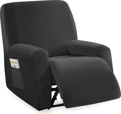 Obrázek produktu pro Topchances Stretch Cover for Recliner Armchair Cover, Recliner Chair Cover Armchair Cover for TV Armchair with Side Pocket, 1-Seater, Dark Grey