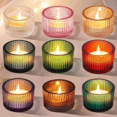 Productafbeelding van Theelichthouder set, 9 kleuren - 5,2 cm x 3,5 cm
