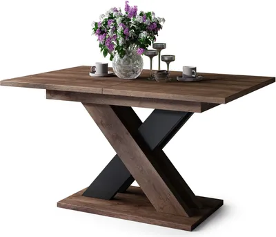 Produktbild von All4All Couchtisch Katris , Wohnzimmertisch , Kaffeetisch , Tisch mit X , Bein , ausziehbar , Esszimmertisch , Coffee Table , 140x90cm , Braune Eiche + Schwarz