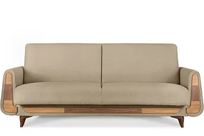 Obrázek produktu pro Pohovka Konsimo pro 3 osoby s rozkládací funkcí na spaní s područkami "GUSTAVO", béžová, látka/pěna, moderní, 230x98x98 cm