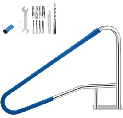 Imagen del producto de Barandilla para piscina, 54" x 36", acero inoxidable 304, capacidad de carga de 375 lbs, cubierta antideslizante, compatible con piscinas empotradas