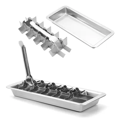 Produktbild von Edelstahl Eiswürfelform 18 Fächer,Mit Easy Release Hebel und Retro Design (spülmaschinenfest)