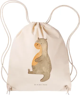Produktbild von Mr. & Mrs. Panda Sportbeutel Otter Bauch - Transparent - Geschenk, Stoffbeutel, Sportmuffel, Seeotter See, Jutebeutel, wander rucksack, sporttasche klein, Zufrieden, Satt