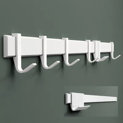 Produktbild von Mai & Mai Kleiderhaken Wandgarderobe Wandhaken aus Aluminium mit 8 Verschiebbare Garderobenleiste Garderobenhaken 80cm Matt weiß Stalo-12
