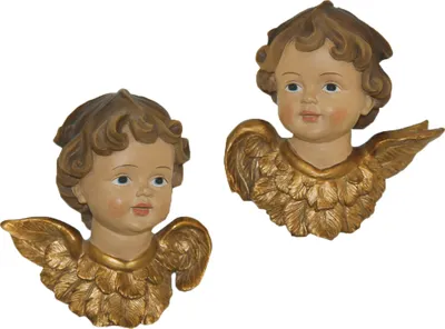 Produktbild von Schutzengel Engelköpfe 2er Set handbemalt 12 cm Polyresin Dekofigur