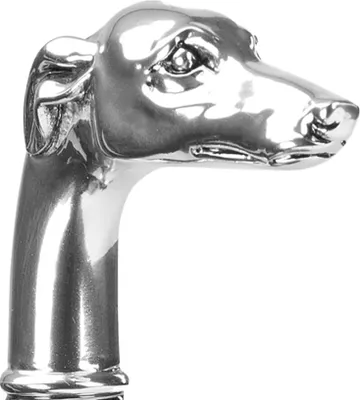 Produktbild von Eleganter Gehstock mit Griff Windhund mit Silber bezieht - Spazierstock zur Hochzeit oder Feier - H. 93 cm