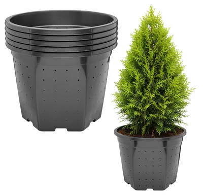 Produktbild von Garronda 5 Stück quadratisch Kunststoff mit Drainagelöchern für Garten (Schwarz, Ø28 x 22 cm (10L)) GD-KW-RSC
