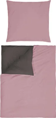 Produktbild von aboutyourhome bettwäsche Bettwäsche Baumwolle Uni Wende 135x200 / 80x80 cm Set Rosa Grau Beige, Rosa / 2 tlg.