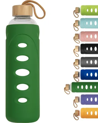Image de Bouteille en verre borosilicaté d'un litre avec protection en silicone