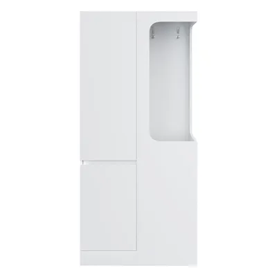 Produktbild von Flieks Eckkleiderschrank mit Tür und 4 Schubladen, Kleiderschrank mit offenem Hängebereich, Garderobenschrank 70x40x170cm, Weiß