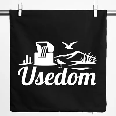 Produktbild von Huuraa Kissenbezug Usedom Strandmotiv 40x40cm Black Baumwolle Dekokissenbezug Geschenkidee