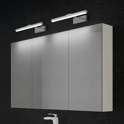 Produktbild von doporro Spiegelschrank Wandschrank in matt weiß 120x70 cm Hängeschrank Aufbewahrungsschrank mit LED Spiegelbeleuchtung 40*2 (Chrom)