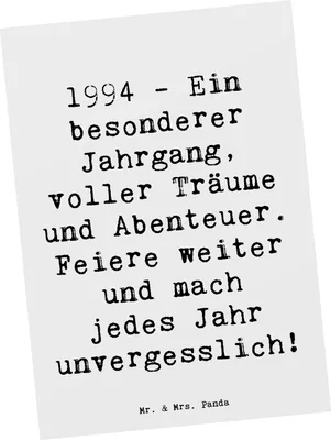 Produktbild von Mr. & Mrs. Panda Postkarte Spruch 1994 Geburtstag - Weiß - Geschenk, Grußkarte, Jahrgang feiern, Ansichtskarten, Happy Birthday, Erinnerungen, Geburtstagsgeschenk, Alter