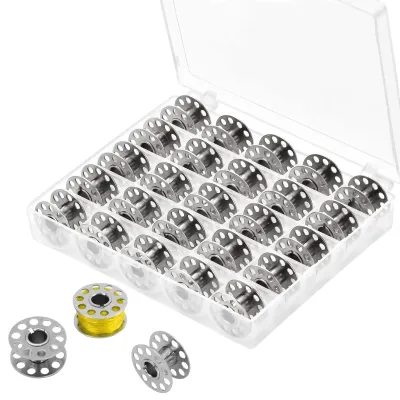 Immagine prodotto di Bobine metalliche per macchine da cucire, confezione da 25, bobine universali per filo sottile