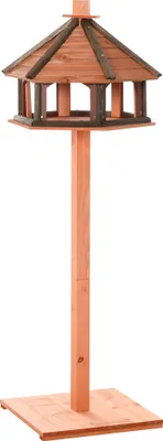 Produktbild von Wetterfestes Vogelfutterhaus mit Ständer aus Holz für Wildvögel, Ø52 x 130H cm, Natur
