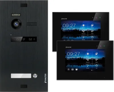 Produktbild von BALTER EVO Video Türsprechanlagen Schwarz Set 2-Draht BUS 2x 7" LCD Monitor für 1 Familienhaus