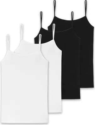 Produktbild von SCHIESSER Damen Spaghettitop, 4er Pack - Single Jersey, Serie 95/5, uni Schwarz/Weiß S