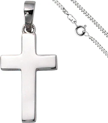 Produktbild von JOBO Anhänger Kreuz 925 Silber Kreuzanhänger Silberkreuz mit Kette 50 cm