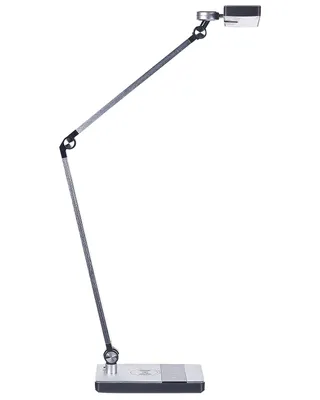 Produktbild von BELIANI LED Schreibtischlampe Silber Aluminium 73 cm mit Ladefunktion Ladestation Verstellbar Modernes Design Minimalistisch für Büro Schreibtisch