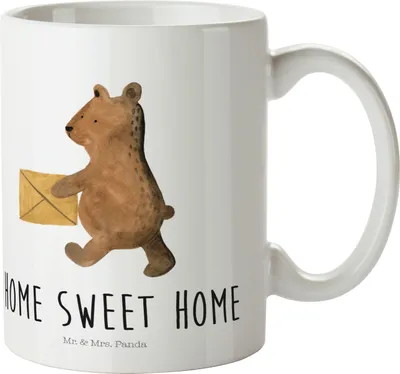 Produktbild von Mr. & Mrs. Panda Kindertasse Bär Zuhause - Weiß - Geschenk, Pott, Teddy, Trinklernbecher, Haferl, Plastikbecher, Kunststoffbecher
