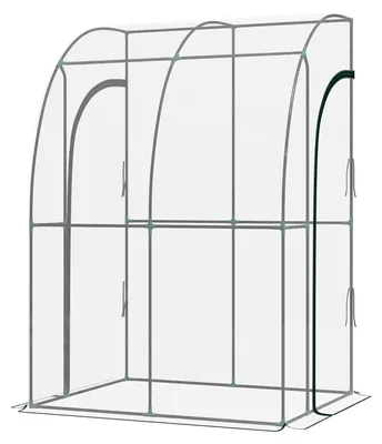 Image de Serre de jardin, en plastique - 2 portes à fermeture éclair - Bâche transparente - 143 x 118 cm - Blanche
