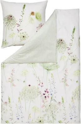 Zdjęcie produktu dla Zestaw pościeli Estella maco-satin 3-częściowa poszwa 200 x 220 cm + 2 x poduszki 80 x 80 + x x Meadow Floral green