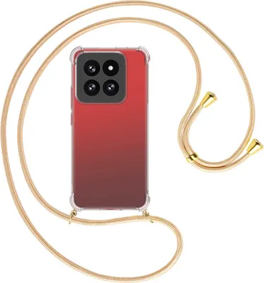 Produktbild von Handykette Backcover-Schutzhülle mit Band (Metall goldfarben) für Xiaomi 14 Pro (23116PN5BC) - Goldkordel