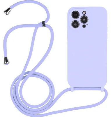 Produktbild von Mobigear Handylanyard für iPhone 15 Pro, Silikon-Handykette – Lila