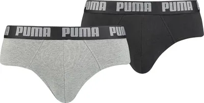 Produktbild von 2er Pack PUMA Basic Brief Unterhose dark grey melange / black L