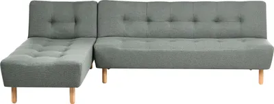 Produktbild von BELIANI 4-Sitzer Ecksofa Grün Stoffbezug Gesteppt L-Förmig mit Chaiselongue Rechtsseitig Schlaffunktion Modern Skandinavisch Wohnzimmer Schlafsofa