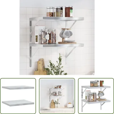 Image de The Living Store Etagères murales 2 pcs. 50x40x3 cm acier inoxydable argenté