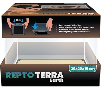 Productafbeelding van Repto Laag glazen terrarium 20x20x15 cm voor bodembewonende reptielen, amfibieën en insecten
