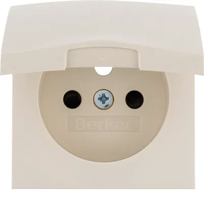 Produktbild von HAGER BERKER B.Kwadrat Zentralplatte mit Shutter für Dose mit Schutzkontakt mit Klappdeckel krem 3965838