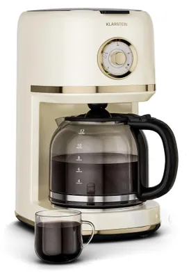 Zdjęcie produktu dla Klarstein Victoria Ekspres do kawy – Ekspres do kawy w stylu retro, 1,5 L na maksymalnie 12 filiżanek, funkcja podtrzymywania ciepła, system antykapliwy, automatyczne wyłączanie