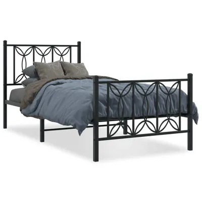Produktbild von vidaXL Bettgestell mit Kopf- und Fußteil Metall Schwarz 80x200 cm
