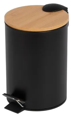 Obrázek produktu pro Odpadkový koš do koupelny s bambusem ZETRU, 3 l, černý