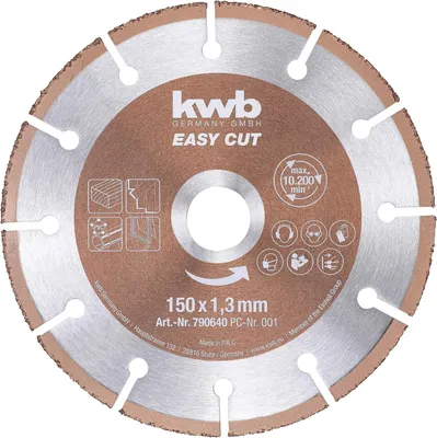 Image de kwb Easy-Cut universal Disque à tronçonner en métal dur 150 mm x 1,3 mm, Disque flexible pour divers matériaux, alésage 22,23 mm, 150mm
