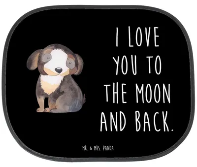 Produktbild von Mr. & Mrs. Panda Sonnenschutz für Auto Hund Entspannen - Schwarz - Geschenk, Liebe, hitzeschutz, Autoscheiben, saugnapf, Schwarzer, Süß, Autoscheibe, Sonnenblende