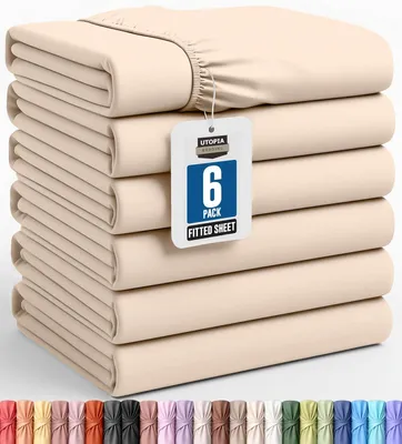 Imagen del producto de Sábanas individuales – Paquete de 6 sábanas – Microfibra suave y cepillada – Bolsillos profundos – Resistentes a la contracción y a la decoloración