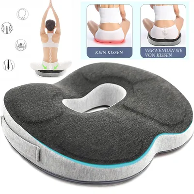 Produktbild von Memory Foam Donut Sitzkissen, Orthopädisches Steißbeinkissen zur Schmerzlinderung bei Hämorrhoiden, Ischias, Schwangerschaft, Postpartum