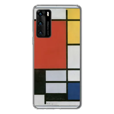 Produktbild von MuchoWow® Handyhülle Schutzhülle Hülle für Huawei P40 Komposition 2 in Rot Blau und Gelb - Piet Mondrian Silikon Softcase Handy Hülle - Handytasche