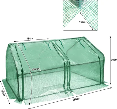 Obrázek produktu pro Skleník XMTECH, skleník s rolovacími dveřmi, skleník na rajčata, skleník na rostliny, ochrana proti škůdcům, 180x90x90cm, zelený