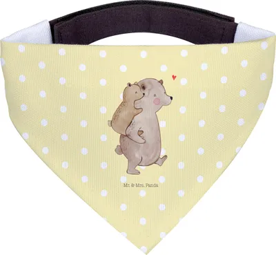 Produktbild von Mr. & Mrs. Panda Tuch Papa Bär - Gelb Pastell - Geschenk, Geburtstag, Hunde Halstuch, Hund, Vatertag, Muttertag, Hunde-Halstuch, Vater, Hundehalstuch